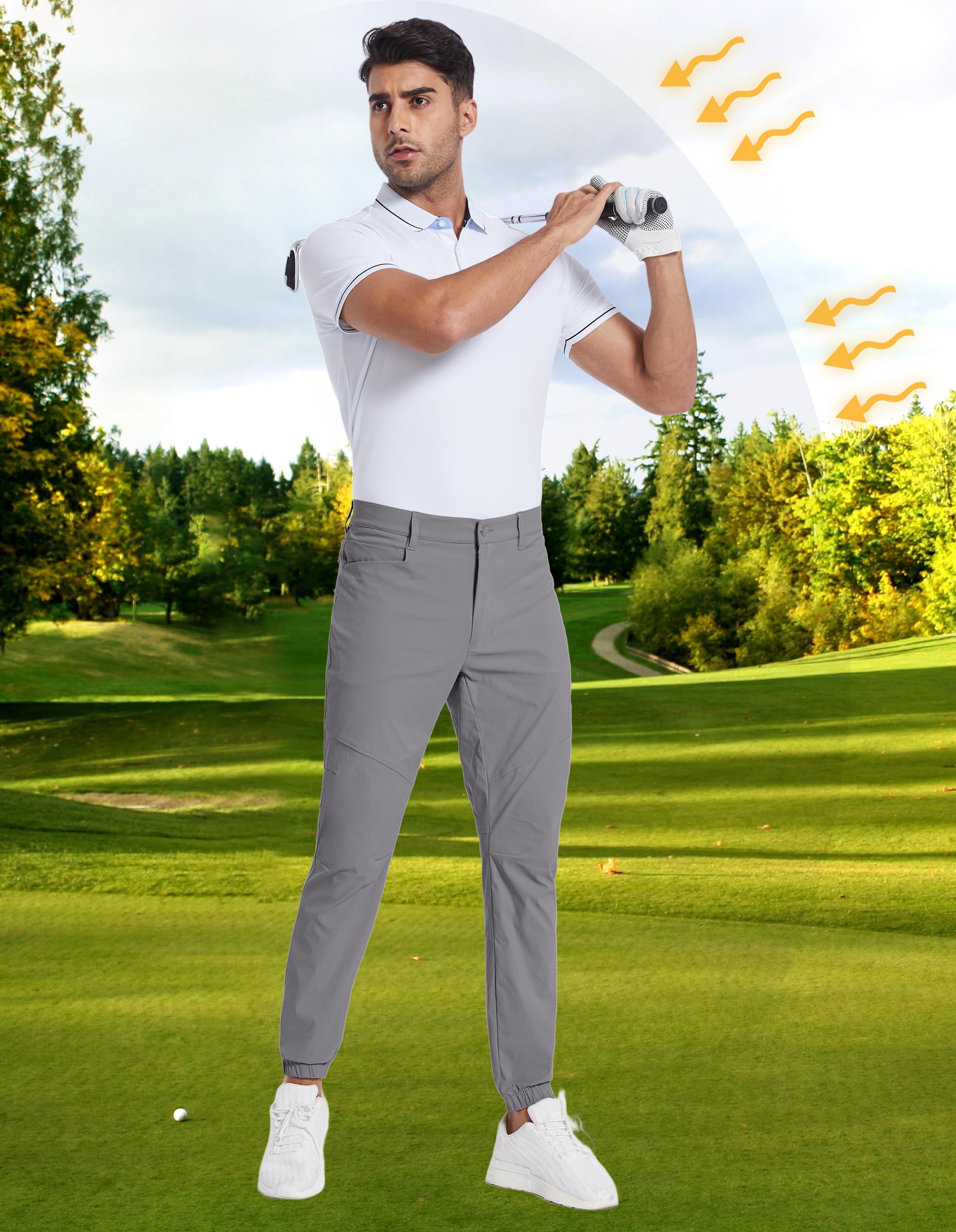 PULI Men's Stretch Golf Joggers Pants with 4 Pockets Waterproof Slim Fit Hiking Casual Travel Work Pants for Men - Image 5